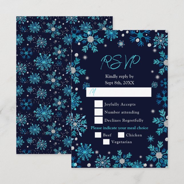Choix de menu Flocons de neige bleus et argentés d (Devant / Derrière)