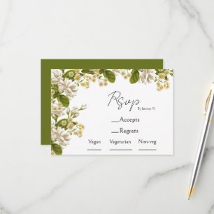 Choix de repas de mariage vert et beige & RSVP