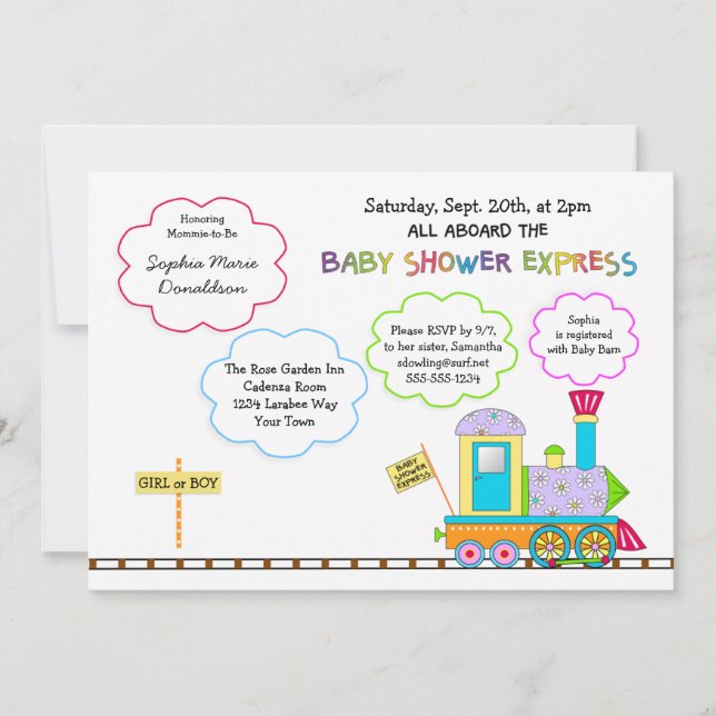 Choo Choo Baby Shower Invitations (Devant)