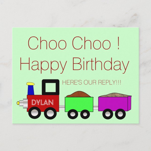 Choo Choo Joyeux Anniversaire ! ! Carte postale RS (Devant)