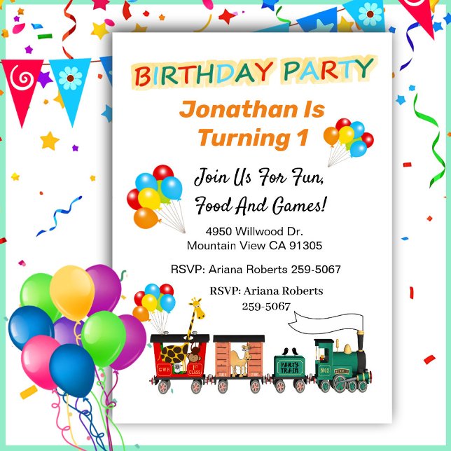 Choo Choo Train 1er Anniversaire Invitation (Créateur téléchargé)