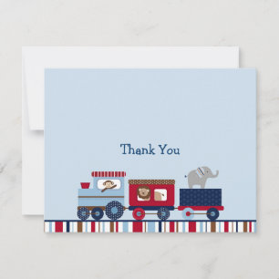 Choo Choo Train Animal Thank You Note Cartes