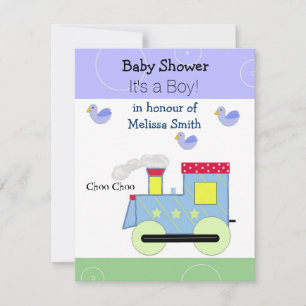 Choo Choo Train Baby Boy Invitation