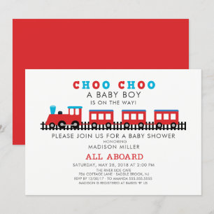 CHOO CHOO Train Boys Baby shower Invitation
