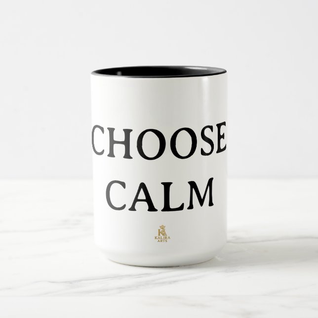 Choose Calm – Minimal Coffee Mug | Aesthetic Zen Q (Centre)