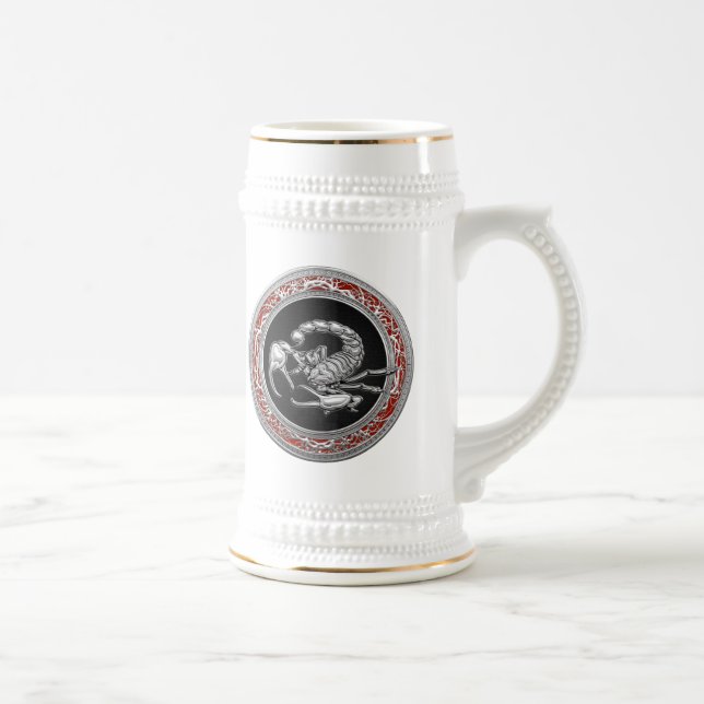 Chope À Bière [200] Scorpion d'argent sacré sur noir (Droite)