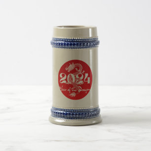 Chope À Bière 2024 année du dragon rouge blanc
