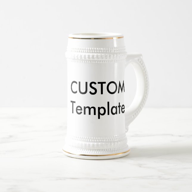 Chope À Bière 22oz traditionnel Bière Stein BLANC & OR (Devant droit)