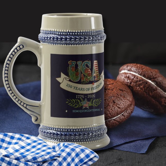Chope À Bière 250 Years of Freedom Elegant Patriotic Beer Stein (250 Years of Freedom Elegant Patriotic Beer Stein)