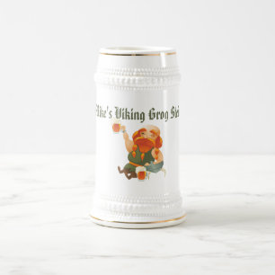 Chope À Bière 3 Vikings amusants Blanc/Or Stein 22 oz