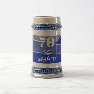 Chope À Bière 70 et alors Citation drôle Rayures 70e Anniversair