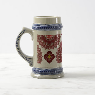 Chope à bière à motif mandala rouge élégant – Arti