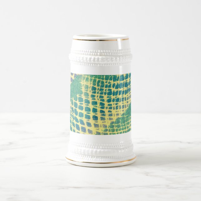 Chope À Bière Abstrait bleu vert violet Motif Steins (Centre)