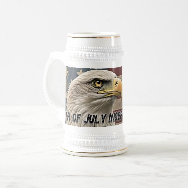 Chope À Bière Aigle majestueux et drapeau – Esprit de liberté (Devant gauche)