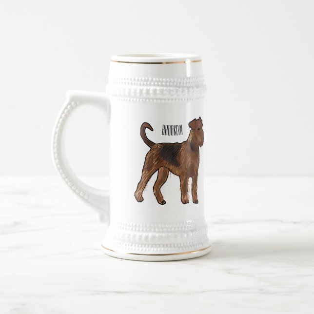 Chope À Bière Airedale terrier dog cartoon (Gauche)