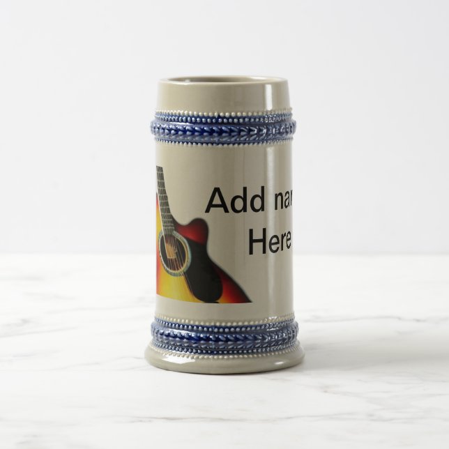 Chope À Bière Ajouter votre nom texte brun acoustique guitare éd (Centre)