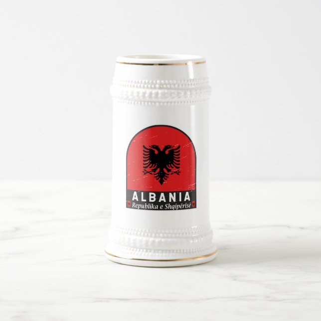 Chope À Bière Albanie - Emblème du drapeau (Centre)