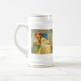 Chope À Bière Alphonse Mucha Art Nouveau Princesse Hyacinth