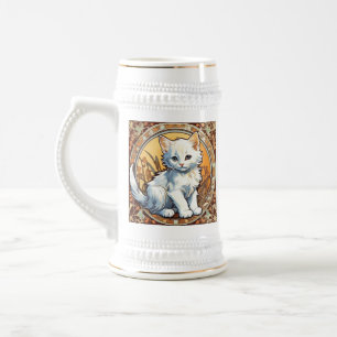 Chope À Bière Alphonse Mucha Style Chat