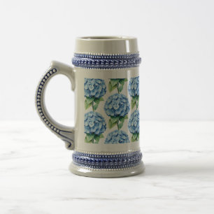 Chope À Bière amas de fleurs d'hortensia bleues