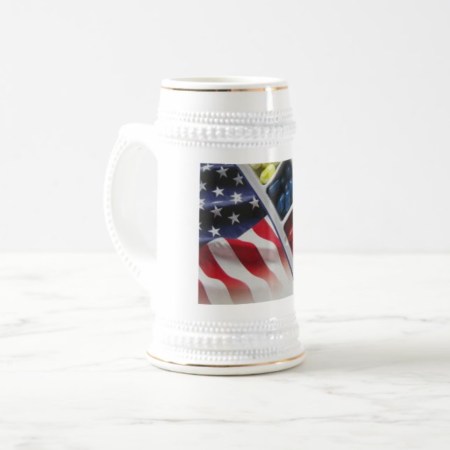 Chope À Bière American White Red et Blue White/Gold 22 oz Stein (Devant gauche)