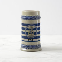 Ancre rayée bleue marine personnalisée 2 Stein