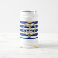 Ancre rayée bleue marine personnalisée 3 Stein