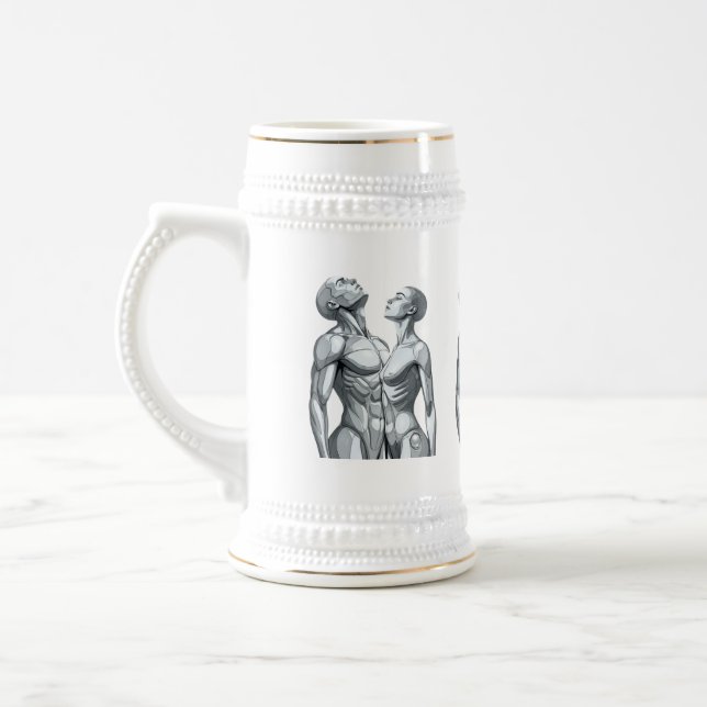 Chope À Bière Android Union: Cyborg Couple Ceramic Beer Stein (Gauche)