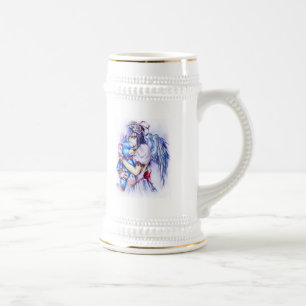 Chope À Bière Anime gothique fille ange rose avec Teddy