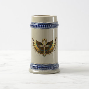 Chope À Bière Ankh or avec ailes