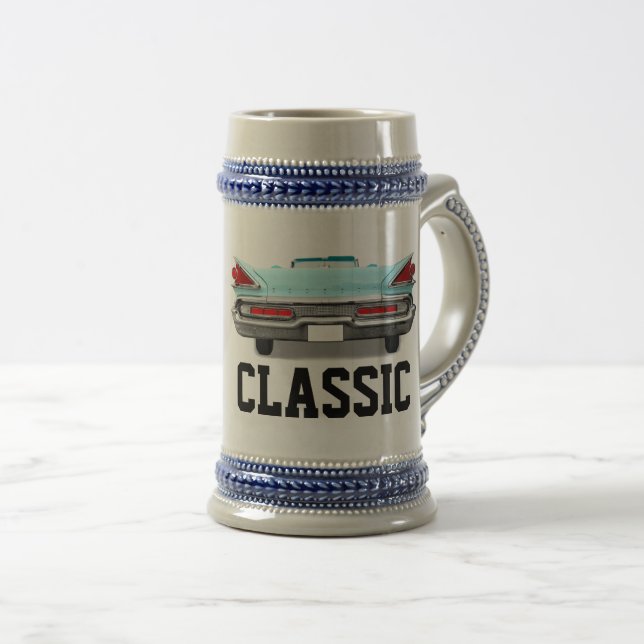 CHOPE À BIÈRE ANNIVERSAIRE VOITURE BLEUE CLASSIQUE (Devant droit)