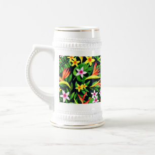 Chope À Bière Aquarelle Fleurs Et Fruits Motif Floral-23768