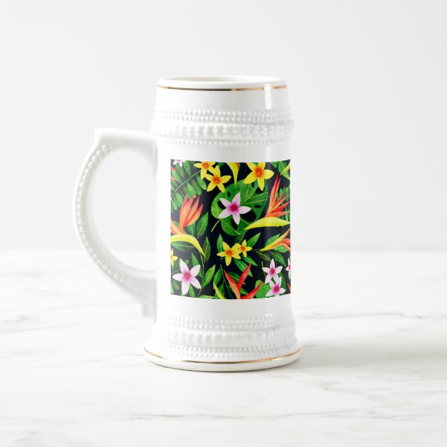 Chope À Bière Aquarelle Fleurs Et Fruits Motif Floral-23768 (Gauche)