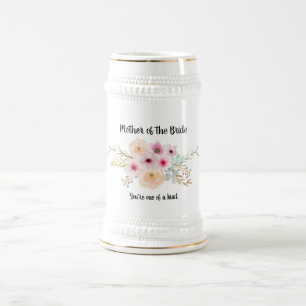 Chope À Bière Aquarelle Florale MÈRE DE LA FÊTE MARINE