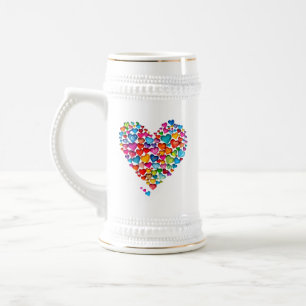 Chope À Bière Aquarelle Valentine forme coeur Design-57393