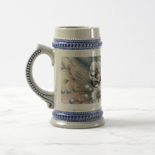 Chope À Bière Aquarelle vintage Fleur de Noël et ornements