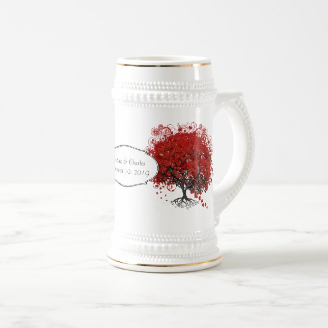 Chope À Bière Arbre à feuille de coeur rouge (Devant droit)