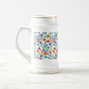 Chope À Bière Arrière - plan floral exotique coloré Motif-23145