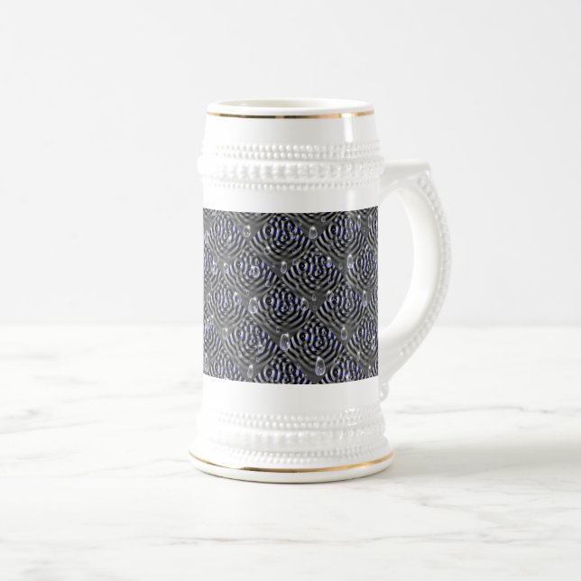 Chope À Bière Arrosage sur métal gris bleu (Devant droit)