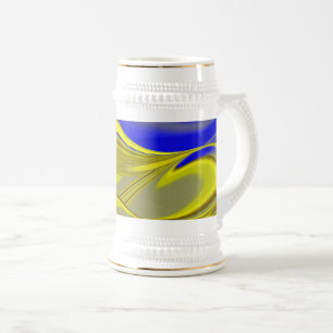 Chope À Bière Art abstrait 3D arc-en-ciel en or jaune bleu