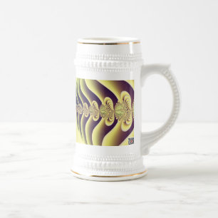 Chope À Bière Art abstrait de symétrie fractale vert citron