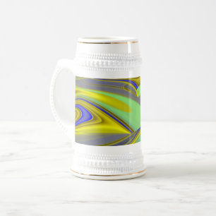 Chope À Bière Art de l'arc-en-ciel abstrait 3D en or jaune bleu
