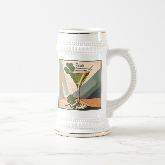 Chope À Bière Art Shamrock Martini Mid Century Modern Sláinte !  (Droite)