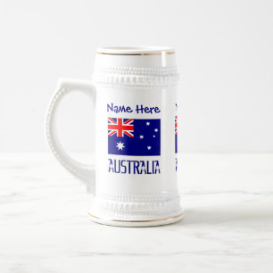Chope À Bière Australie Drapeau Australien Bleu Personnalisé