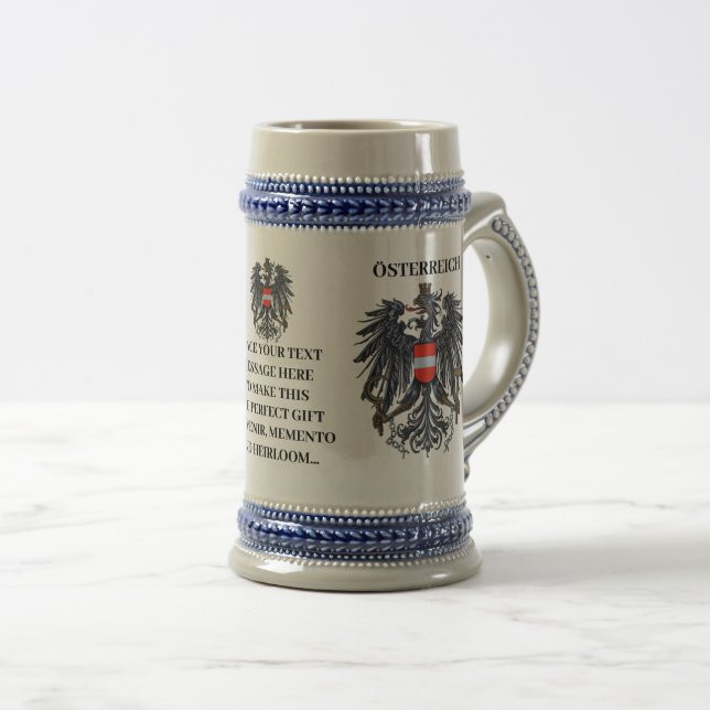 Chope À Bière Autriche Österreich Crest Custom Oktoberfest (Devant droit)