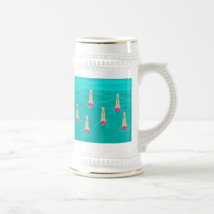 Chope À Bière Baigneurs Artistiques - Baignade Sous L'Eau Blanc