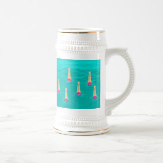 Chope À Bière Baigneurs Artistiques - Baignade Sous L'Eau Blanc