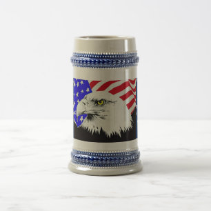 Chope À Bière Bald Eagle et drapeau américain