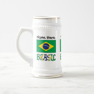 Chope À Bière Bandeira du Brésil Brésil Personnalisé 