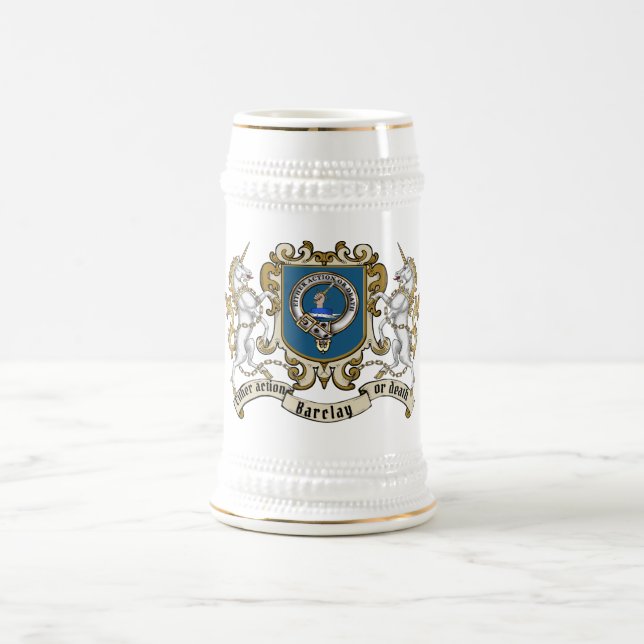 Chope À Bière Barclay Clan Badge & Licorne (Centre)